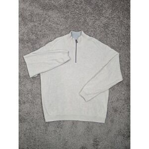 Tommy Bahama Mens 1/4 Zip Pullover Resort Coastal Style Sweater Gray Cotton Knit
